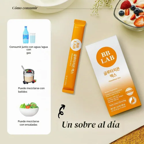 Vista 3 de BB LAB Glutatión Max Powder Stick Supplement, Corea Glutatión, Colágeno de Pescado Bajo Molecular para Mujer, Vitamina C, Absorción Rápida