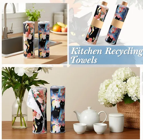 Vista 2 de Redbaker 50 piezas de toallas de papel reutilizables, paños de algodón reutilizables sin papel, toallas de papel absorbentes lavables