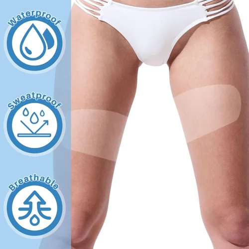 Vista 5 de Timgle 50 cintas octágonas para muslos invisibles, impermeables, transparentes, anti rozaduras, cinta adhesiva para levantar el cuerpo