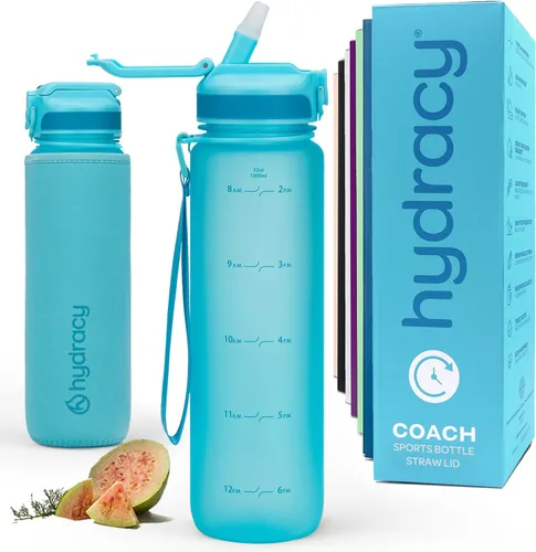 Vista 11 de Hydracy Botella de agua de plástico Tritan de 2.3 L sin BPA con correa de hombro ajustable, tapa a prueba de derrames y práctica boquilla de Lus