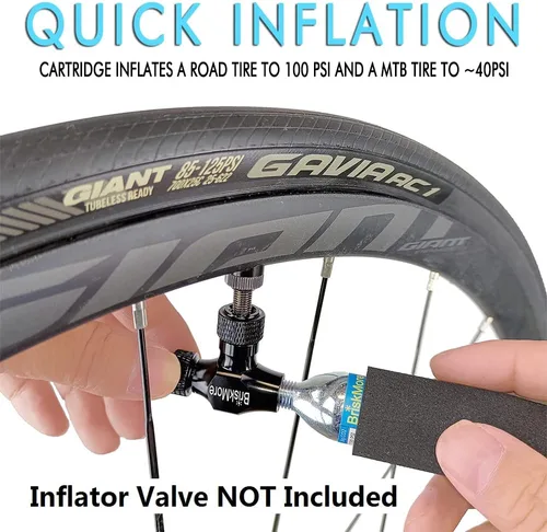 Vista 4 de BriskMore Cartuchos de CO2 roscados de 0.66 oz – para todos los infladores de neumáticos de bicicleta de CO2 con conexión roscada – Recarga