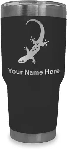 Vista 23 de LaserGram 20oz Vacuum Insulated Tumbler Mug, Gecko, Personalized Engraving Included (Black)