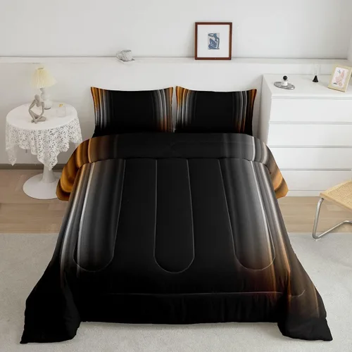 Vista 10 de Feelyou Juego de edredón geométrico degradado para adolescentes, tamaño individual, para niños y mujeres, azul, rojo y negro, juego de ropa de cama