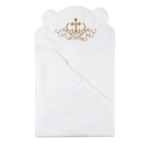 Vista 10 de ESTAMICO Toallas de baño unisex con capucha de felpa para bebé, con cruz bordada y orejas lindas para bautizo para bebés, niños pequeños y niños