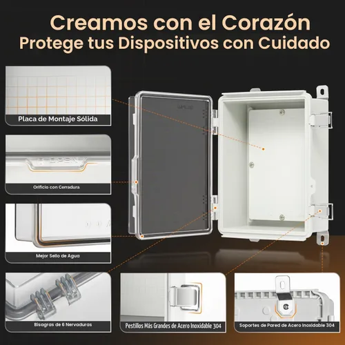 Vista 4 de QILIPSU UL94-V0 Caja eléctrica al aire libre 8.3"x6.3"x3.9" Caja de conexiones impermeable resistente a la intemperie PC/ABS aleación de plástico