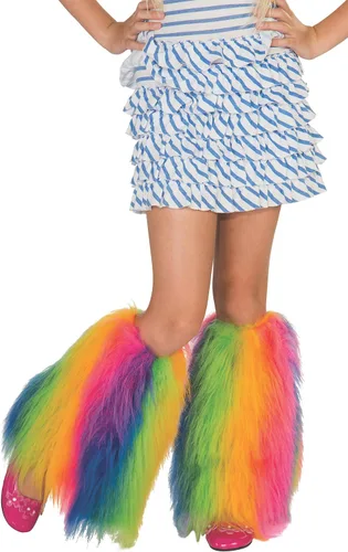 Vista 2 de Fluffies Costume Leg Warmers Child Rainbow