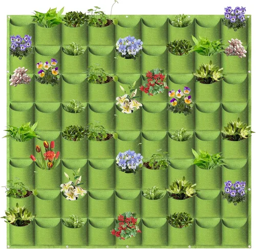 Vista 23 de Bolsas de cultivo colgantes para plantar, 9 bolsillos para colgar en la pared, bolsa de cultivo vertical para jardín interior y exterior, contenedor