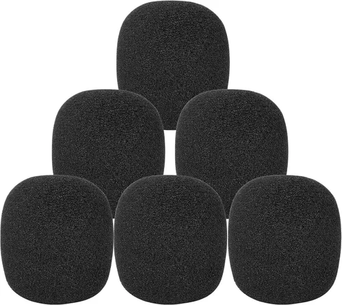 Vista 8 de ChromLives, 6 unidades de parabrisas para SM58, 6 unidades, filtro pop de espuma para Shure SM58 SM48, repuesto para reducción de ruido, color negro
