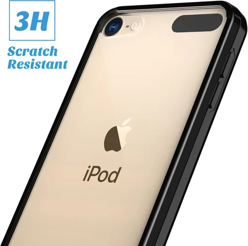 Vista 4 de Funda ULAK para iPod Touch 6ta generación, funda para iPod 5, transparente, suave, de TPU flexible, plástico rígido que absorbe golpes, Negro