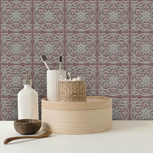 Vista 3 de SVNOOC Adhesivos de azulejos de pared despegar y pegar, calcomanías para salpicadero, azulejos para el hogar para cocina/sala de estar/baño