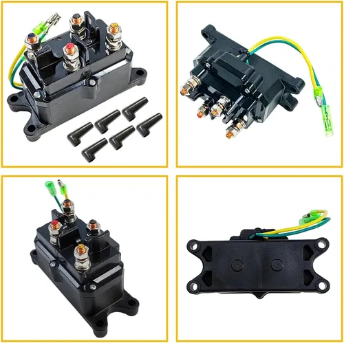 Vista 7 de Relé Contactor de Solenoide de Cabrestante 12V 250A Interruptor de Balancín de Pulgar 1500-5000LBS con 6 Tapas de Protección Compatible