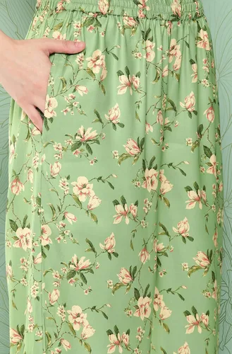 Vista 8 de Janasya Conjunto de coords con estampado floral digital de musgo verde para mujer