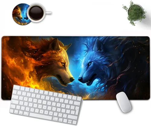 Vista 9 de Alfombrilla de mouse grande de 31.5 x 11.8 pulgadas, extendida para juegos con bordes cosidos, protector de alfombrilla de mouse XXL, base de goma