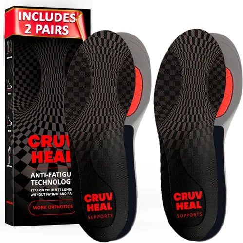 Vista 10 de CRUVHEAL Plantillas ortopédicas de trabajo, antifatiga, soporte de arco medio, inserción de zapatos para hombres y mujeres, fascitis plantar, pies