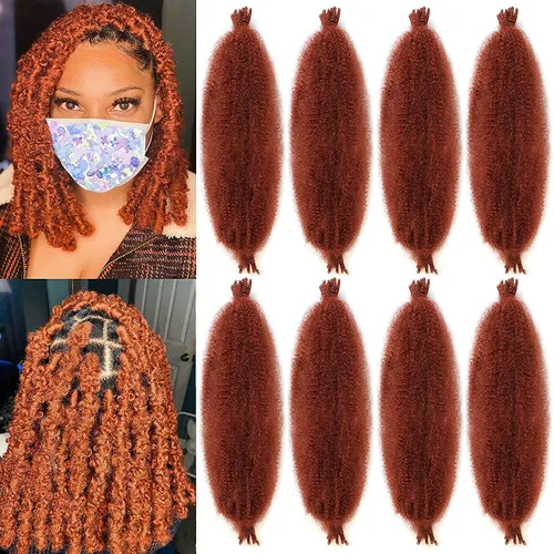 Vista 10 de Cabello de Envoltura Pre-Esponjado de 8 Pulgadas, 3 Paquetes, Cabello Afro Twist Pre-Separado Elástico para Locs, Cabello Afro Twist Negro Natural