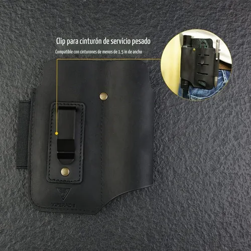 Vista 4 de VIPERADE PJ15 Funda multiherramienta para cinturón, funda de linterna de cuero, organizador de cinturón EDC, organizador de bolsillo EDC de cuero