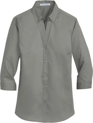 Vista 8 de Port Authority Camisa de sarga con botones SuperPro de manga 3/4 para mujer