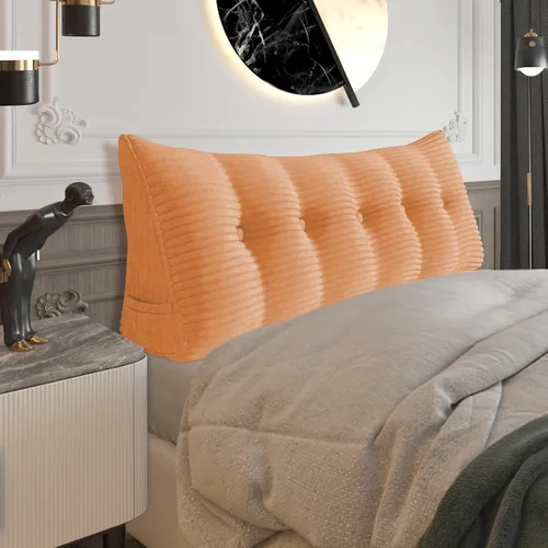 Vista 99 de Almohada de cabecera gruesa totalmente rellena tamaño Queen, cabecera acolchada suave y firme, soporte grande, triangular, almohada de cuña