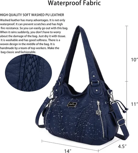 Vista 3 de Monederos y bolsos de mano de moda para mujer, bolsos de hombro con asa superior, bolsos de cuero sintético
