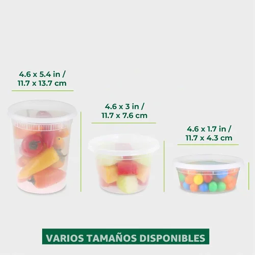 Vista 3 de Freshware Contenedores de almacenamiento de alimentos con tapas [8/16/32 oz x 20 cada uno, 60 juegos] recipientes para delicatessen, aptos