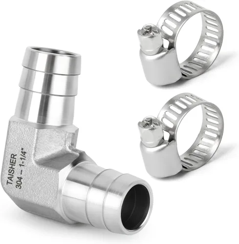 Vista 73 de TAISHER 1 PIEZA Accesorio de Manguera Codo de Acero Inoxidable 304 de 90 Grados - Púa de 1" x Púa de 1" para Combustible/Aire/Líquido/Gas con 2
