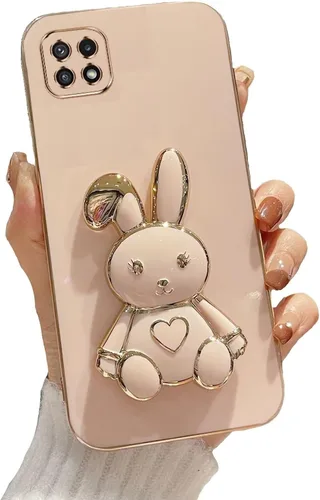 Vista 50 de Funda con soporte de conejo de corazón para Samsung Galaxy A10, cubierta protectora de TPU suave galvanizada a prueba de golpes con bonito soporte