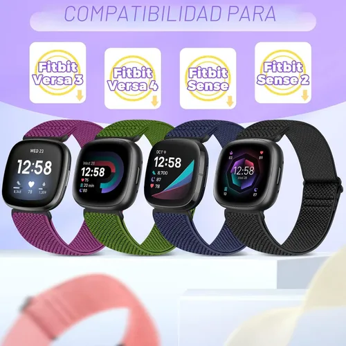 Vista 3 de Enkic Paquete de 10 correas elásticas de nailon compatibles con Fitbit Versa 4/Sense 2/Versa 3/Sense, correas elásticas ajustables para mujeres