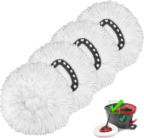 Vista 7 de Paquete de 6 trapeadores giratorios de repuesto y 1 paquete de base de trapeador compatible con O Cedar EasyWring Spin Mop, repuestos de trapeador