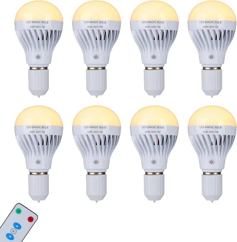 Vista 15 de BSOD Bombillas recargables con control remoto, bombillas LED E26 de luz cálida, bombillas de batería USB, bombillas regulables de emergencia