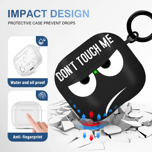 Vista 6 de Funda para Airpods 3 2021, Don't Touch Me for Airpods Funda con llavero suave y linda funda a prueba de golpes para mujeres y hombres, compatible