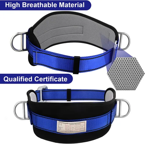Vista 4 de Trsmima - Cinturón de seguridad para escalar, cinturón de escalada con almohadilla para la cintura y 2 anillos D, kit de cinturón de seguridad