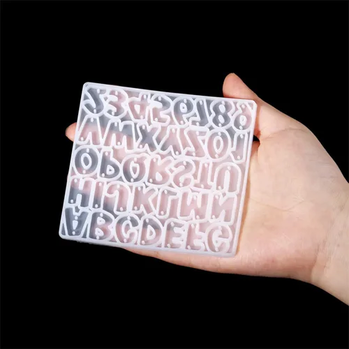 Vista 5 de 1 unids/bolsa Alfabeto Resina Epoxi Molde Letras Número Pendientes Colgantes Moldes de Silicona para DIY Resina Epoxi Suministros Accesorios (01)