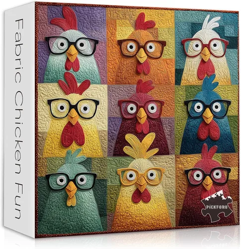 Vista 10 de PICKFORU - Divertido rompecabezas de pollo para adultos, 1000 piezas, rompecabezas abstracto de pollo, lindo rompecabezas de gallo de animales
