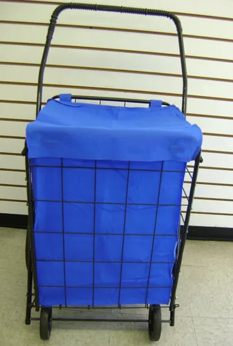 Vista 2 de RoyalCraft Shopping Cart Liner Insert (azul) resistente al agua con cubierta.