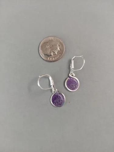 Vista 3 de Handmade Lightweight Silvertone 2 Tone Blue Resin Small Drop Earrings Beads by Bettina