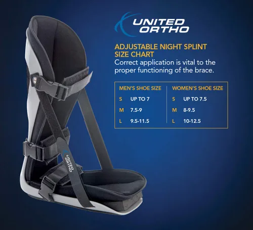 Vista 3 de United Ortho USA12033 - Soporte ajustable de piernas para fascitis plantar, se adapta al pie derecho o izquierdo para aliviar el dolor, dolor