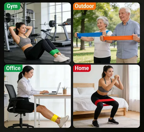 Vista 3 de Conjunto de Bandas de Resistencia para Fitness, Bandas de Ejercicio Multifuncionales para el Hogar, Equipo de Ejercicio para Entrenamiento