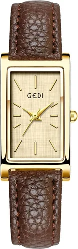 Vista 7 de FANMIS Reloj de pulsera vintage para mujer, clásico, rectangular, analógico, de cuarzo, ultradelgado, brazalete de moda, reloj de negocios