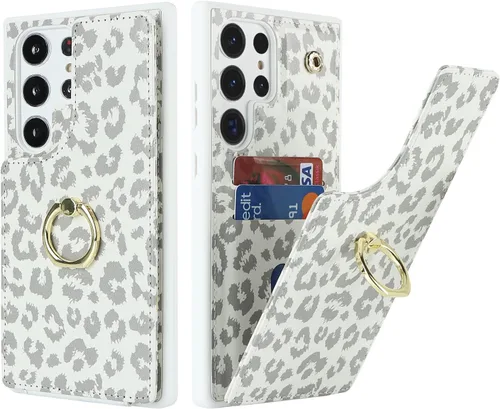 Vista 39 de Lipvina Funda para Samsung Galaxy A03s con tarjetero, Galaxy A03s Funda tipo cartera para mujer, tarjetero de crédito, soporte de anillo, fundas