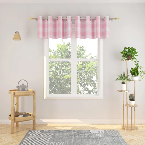 Vista 100 de Cortinas de 24 pulgadas de largo con diseño Buffalo Check Gingham Plaid para ventanas de cocina y baño, tratamiento para ventanas con 2 paneles