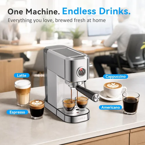 Vista 7 de XIXUBX Máquina de café expreso con espumador de leche para capuchino y café