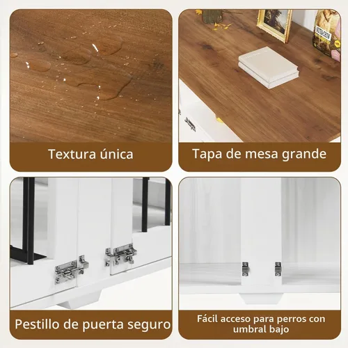 Vista 7 de REVOMINCA Mueble de jaula para perros de 41 pulgadas con divisor extraíble, muebles decorativos para perreras con compartimento de almacenamiento