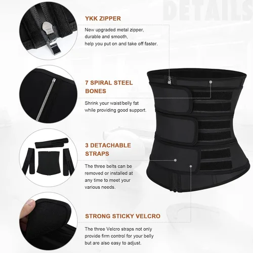 Vista 3 de FeelinGirl Workout Waist Trainer for Women Natural Latex Waist cincher Long Torso Three Belts