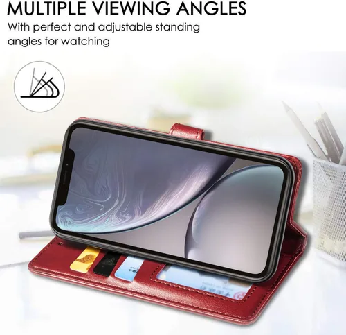 Vista 8 de Funda compatible con Nothing Phone 1, compatible con Nothing Phone One (A063) de piel sintética con ranura para tarjetas, soporte para cartera