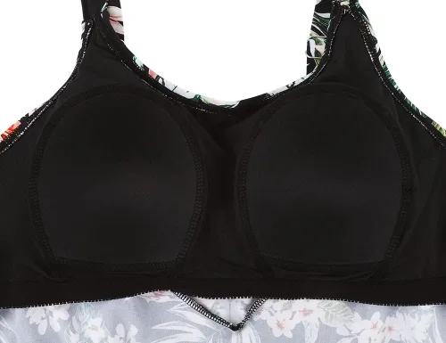 Vista 4 de Septangle - Traje de baño tankini de 2 piezas para mujer, diseño con volados y culotte