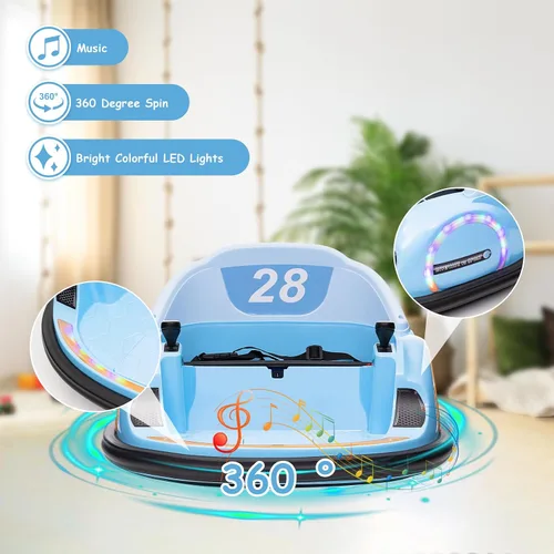 Vista 3 de 12V niños paseo en coche de parachoques vehículo eléctrico para niños Azul