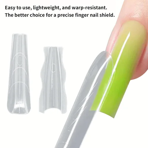 Vista 5 de 180 puntas de uñas redondas transparentes, 15 tamaños, forma superior e inferior, kit de extensiones de uñas profesionales de doble diseño, uñas a