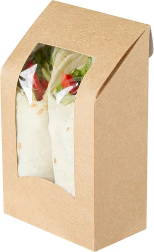 Vista 9 de Restaurantware Cajas de papel para llevar - 1 ventana - Kraft - Ángulo - Caja de 50 ct