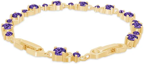 Vista 2 de AFFY Pulsera de tenis con forma de hoja de oro amarillo de 14 quilates sobre plata de ley, regalo de San Valentín para ella