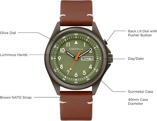 Vista 6 de Reloj de cuarzo tradicional de 3 manecillas para hombre con fecha, con luz, acero inoxidable, 1.575 in